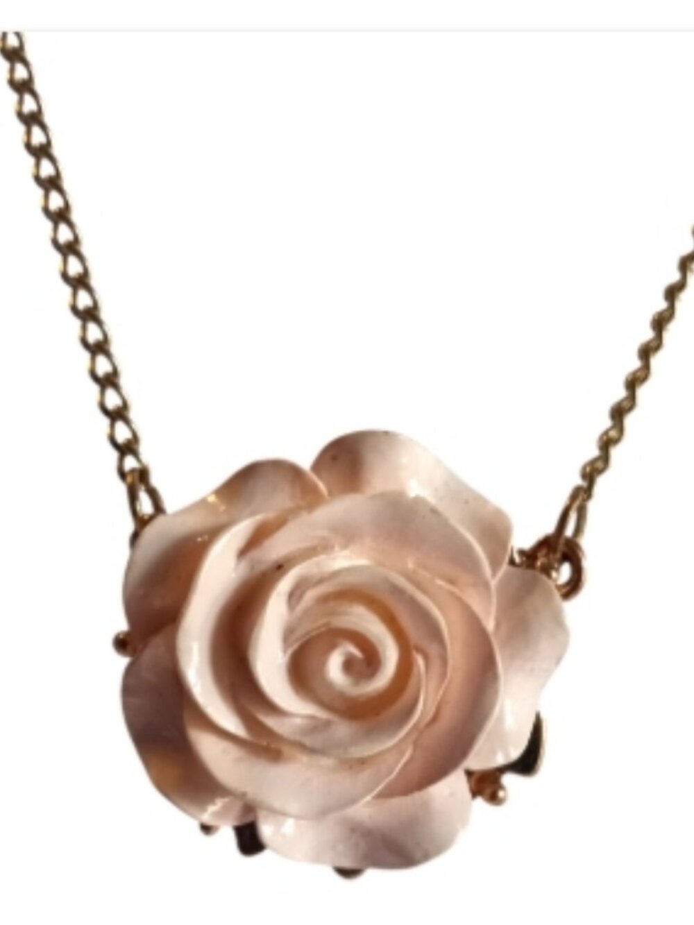 Vintage Pastel Pink Rose Pendant Necklace